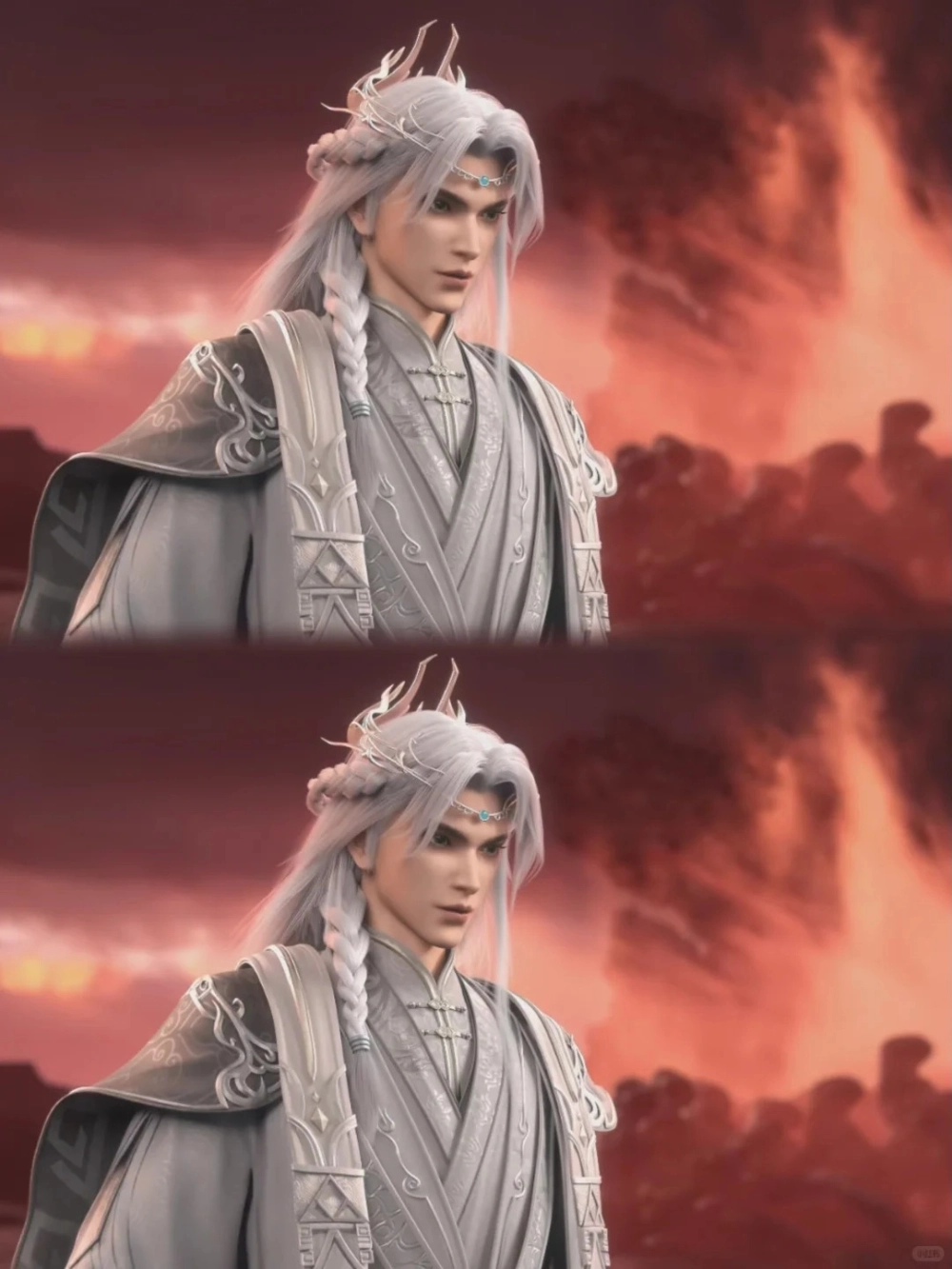 Côn Đế Dị Vực 3d đứng trên đỉnh núi mây mù