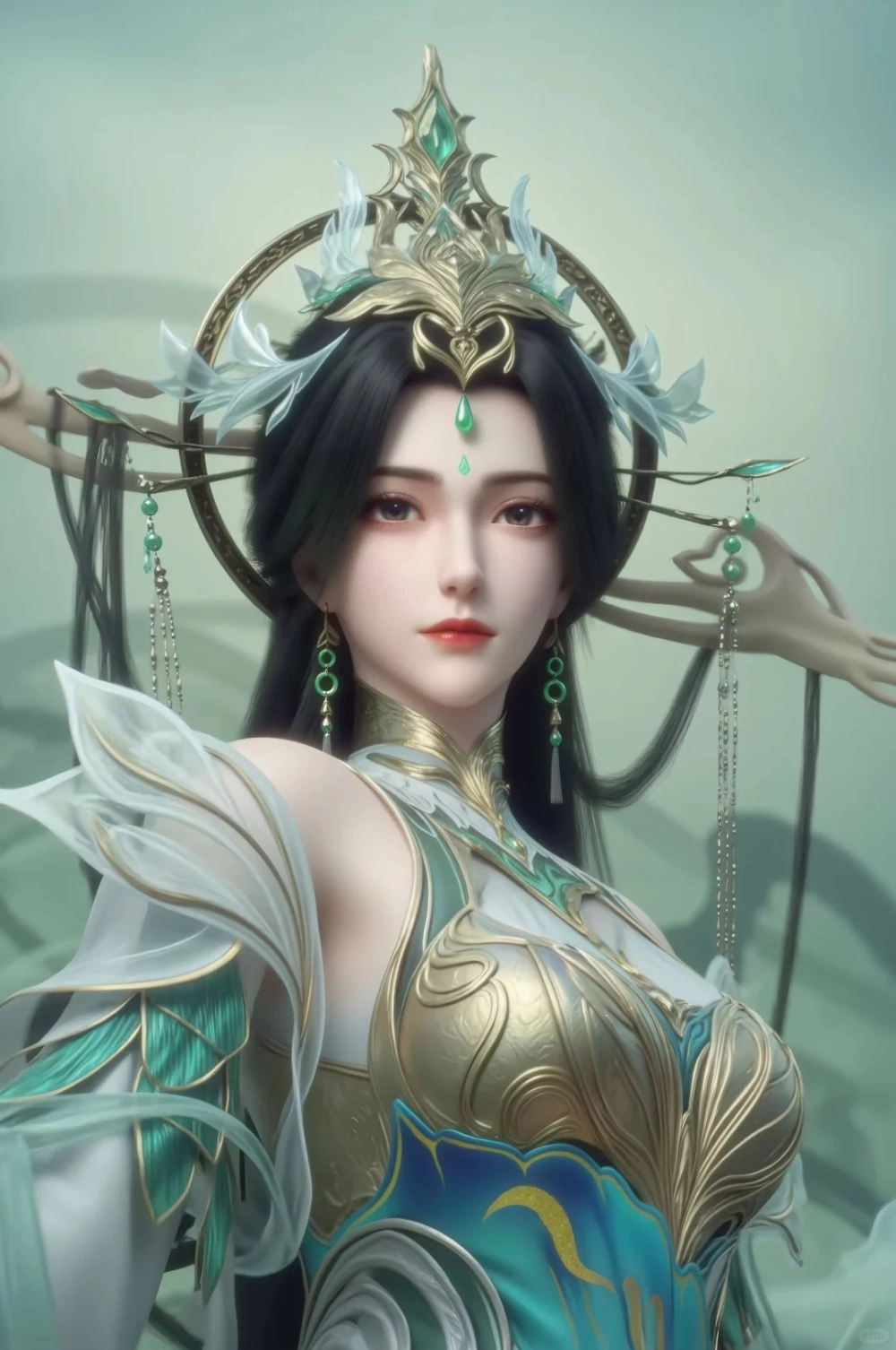 Hình ảnh cây liễu thần kỳ tỏa ra linh khí xanh biếc giữa màn đêm