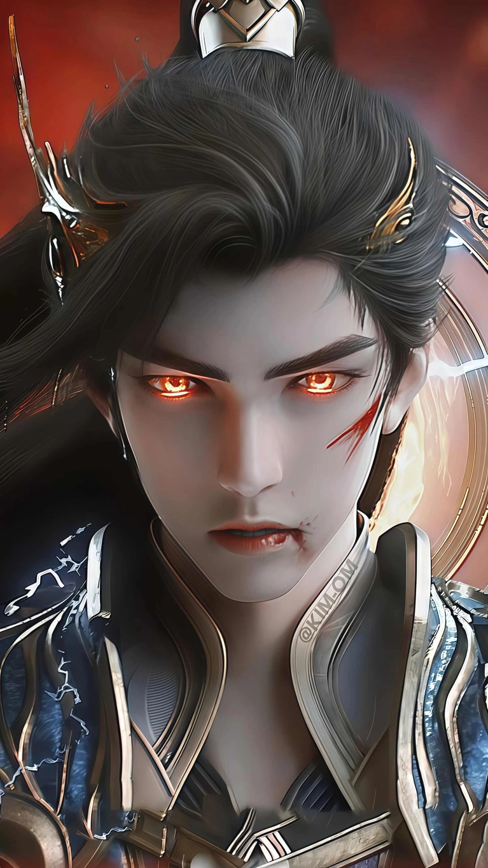 Tạo hình Tần Hạo sở hữu hai khối Chí Tôn Cốt với mái tóc bạc ấn tượng