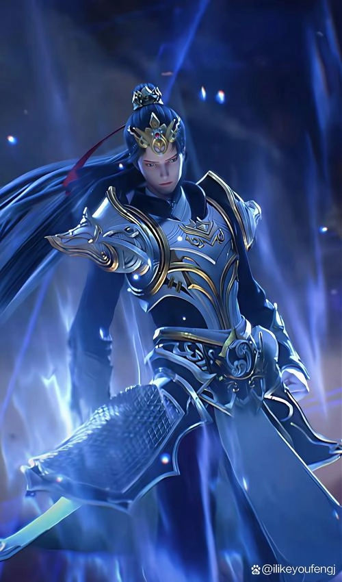 Tạo hình Thạch Uyên hoạt hình với mái tóc bạc và chòm râu dài