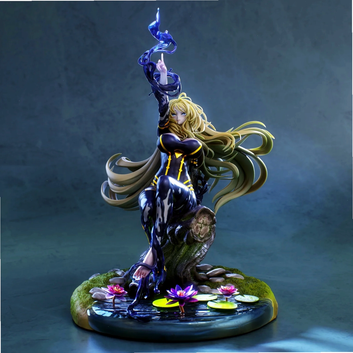Alpha The Eminence in Shadow trong tư thế sẵn sàng chiến đấu