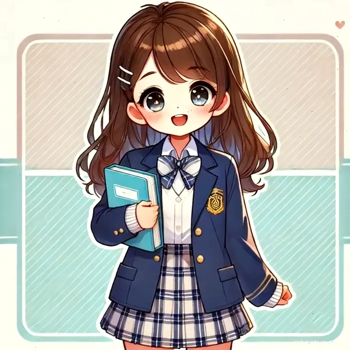 Ảnh anime chibi nữ sinh cấp 2 xinh xắn với mái tóc dài
