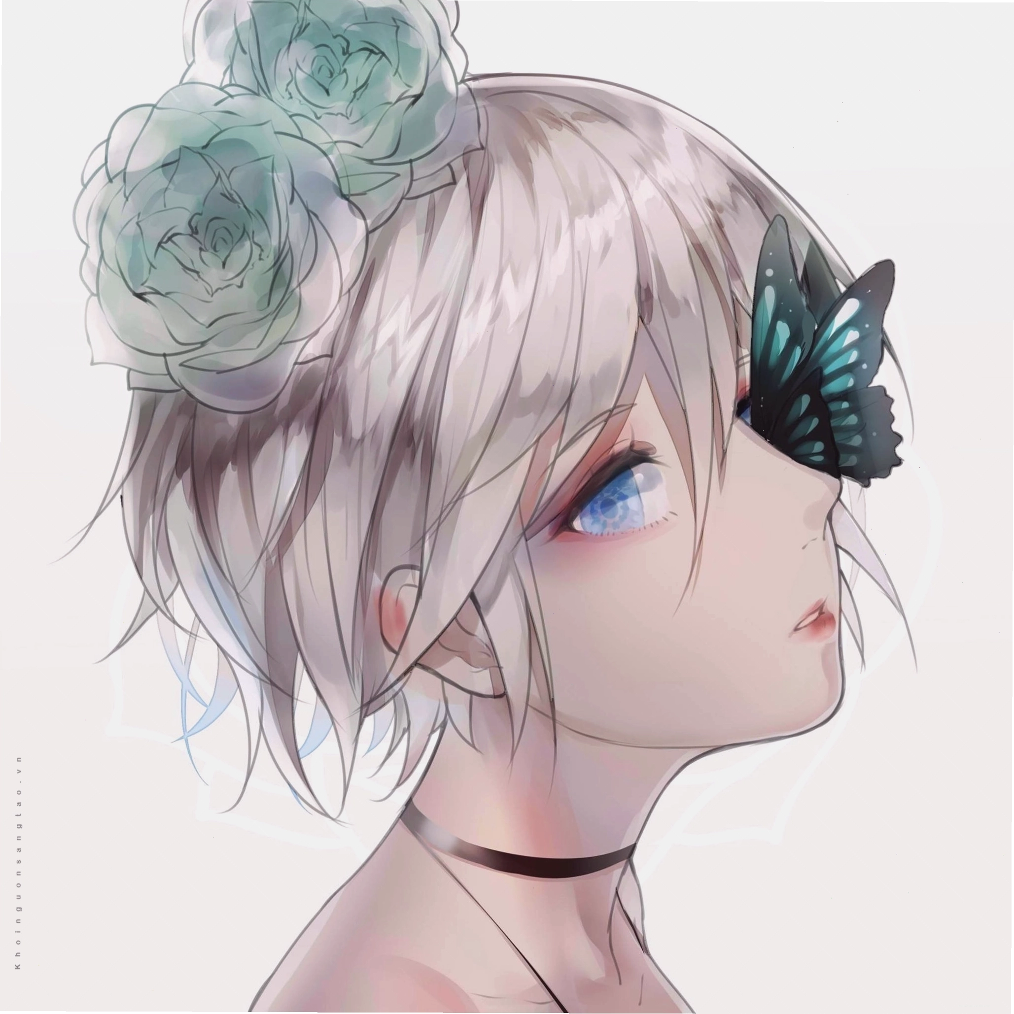 Ảnh anime lạnh lùng với nhân vật tóc hồng
