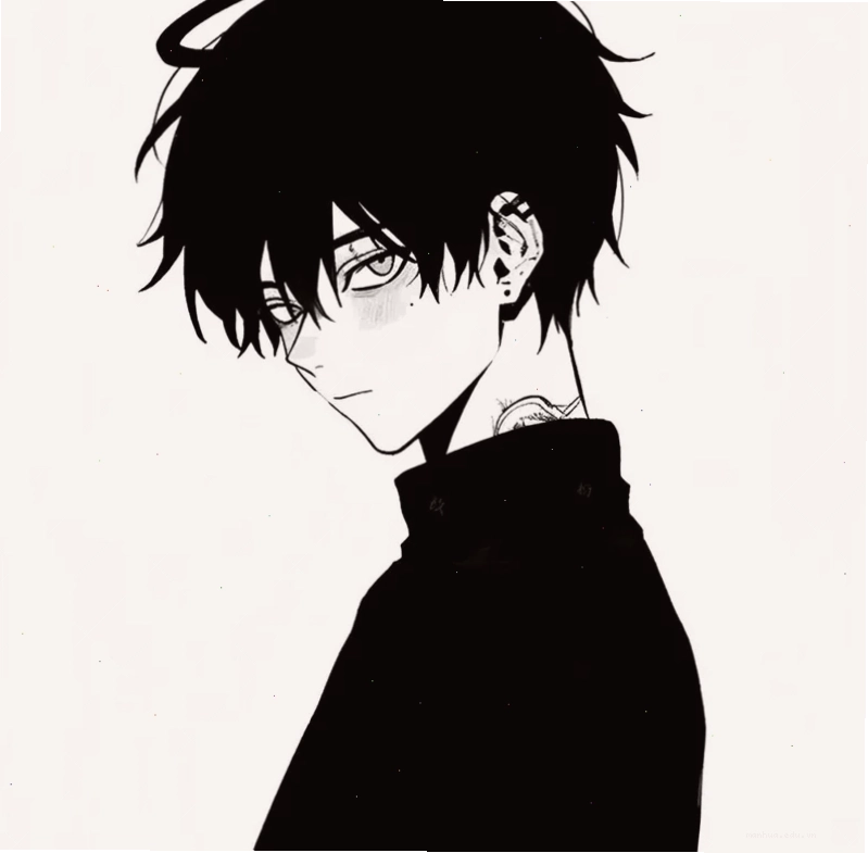 Ảnh anime nam lạnh lùng trắng đen toát lên vẻ bí ẩn