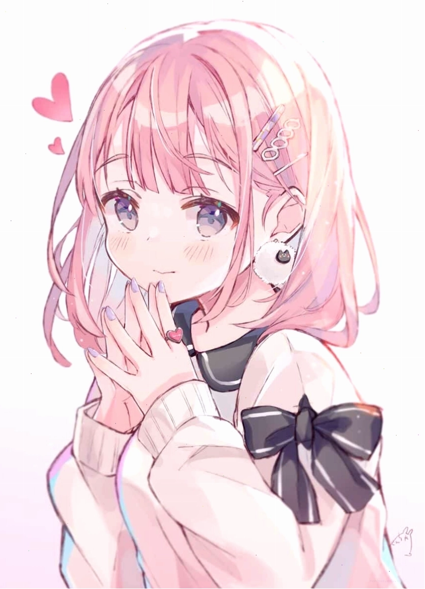 Ảnh anime nữ cute đáng yêu với trang phục học sinh và nụ cười tươi tắn