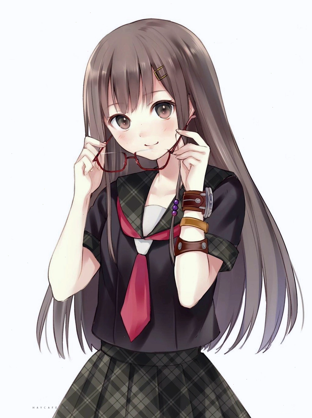 Ảnh anime nữ đẹp đeo kính tri thức, toát lên vẻ thông minh và thanh lịch