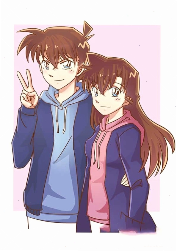 Ảnh Anime Shinichi và Ran phiên bản cute đáng yêu