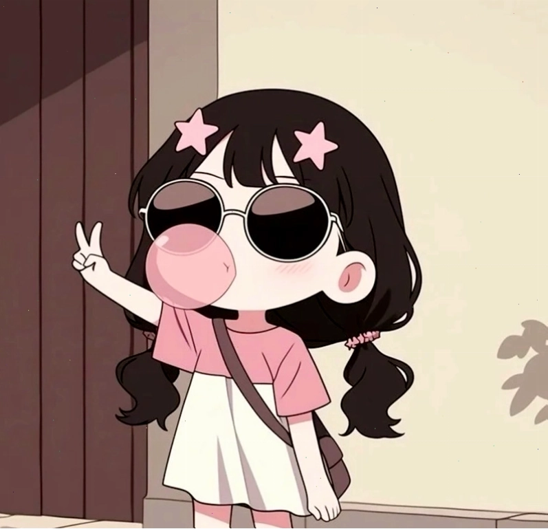 Ảnh chibi bé gái dịu dàng bên đóa hoa