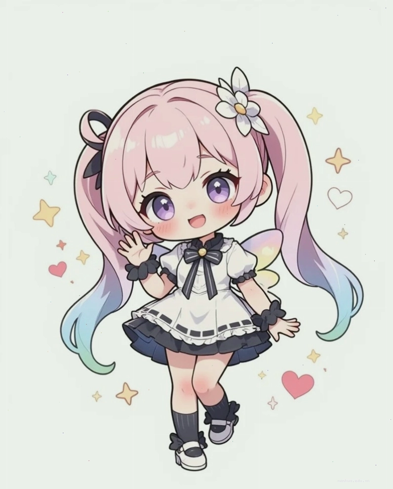 Ảnh chibi bé gái với trang phục học sinh