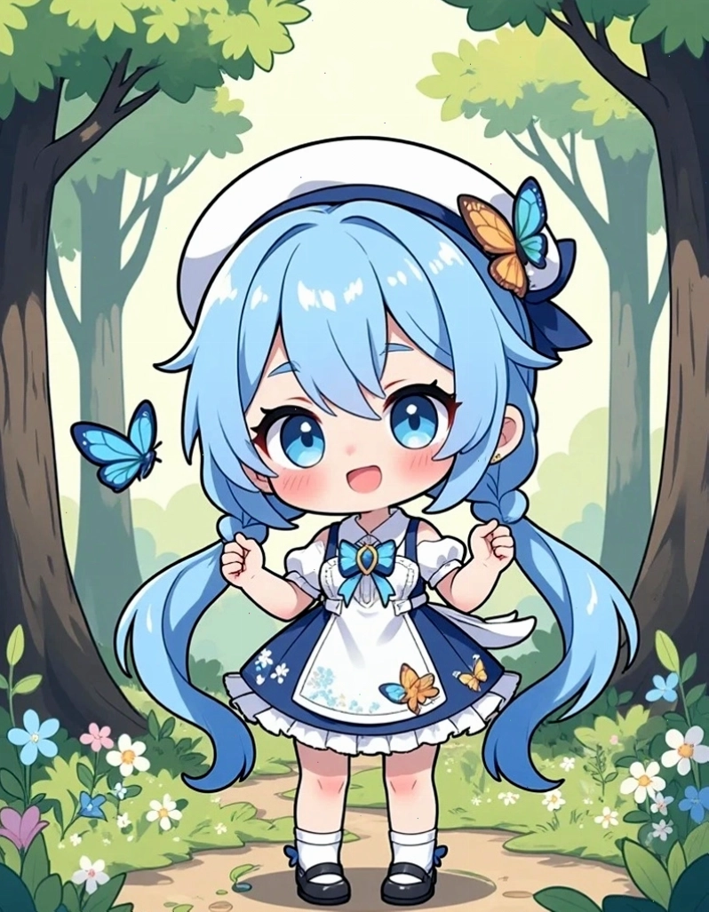 Ảnh chibi bé gái với vẻ mặt tinh nghịch
