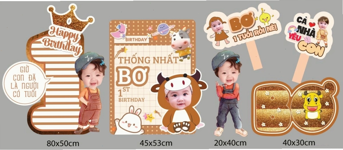 Ảnh chibi bé trai mừng sinh nhật 1 tuổi
