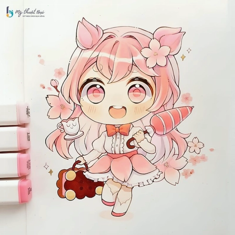 Ảnh chibi nữ dễ thương đang vui đùa