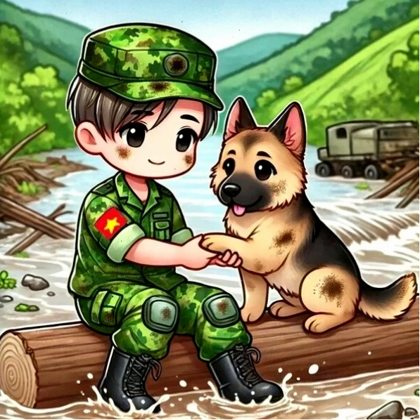 Ảnh chú bộ đội hoạt hình chibi trong bộ quân phục