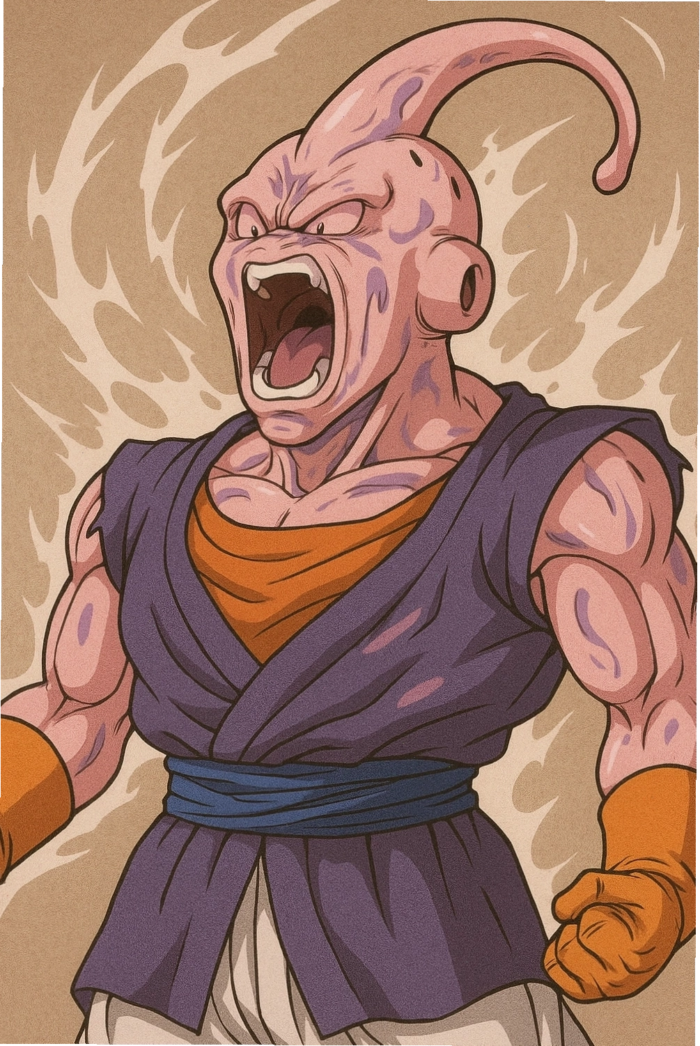 Ảnh Majin Buu ngầu lòi trong tư thế sẵn sàng chiến đấu