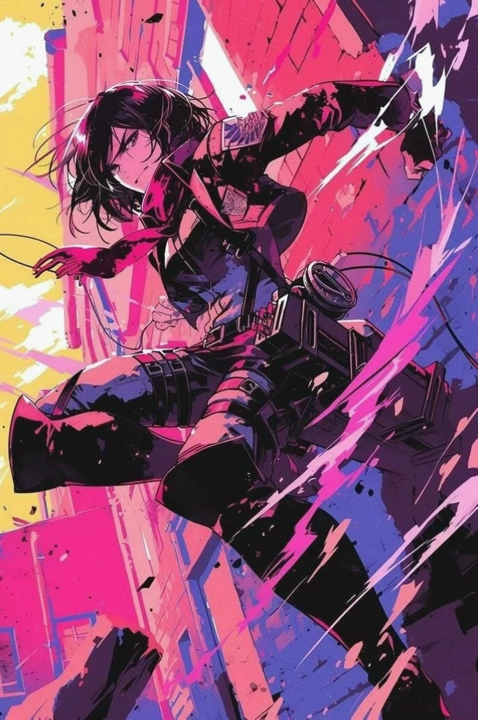 Ảnh Mikasa Ackerman bên Eren thể hiện tình cảm gắn bó