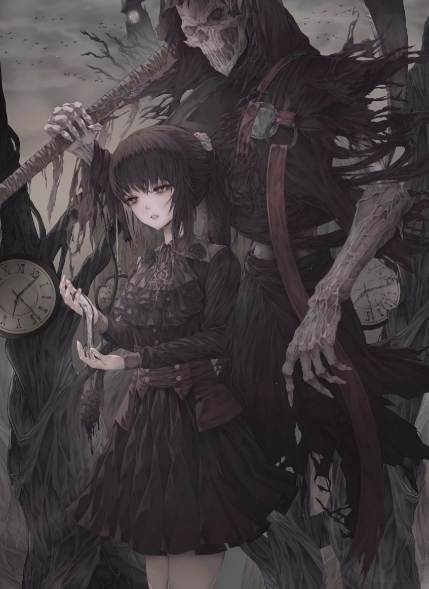 Anime girl ngầu với đường nét tinh tế trong ảnh trắng đen