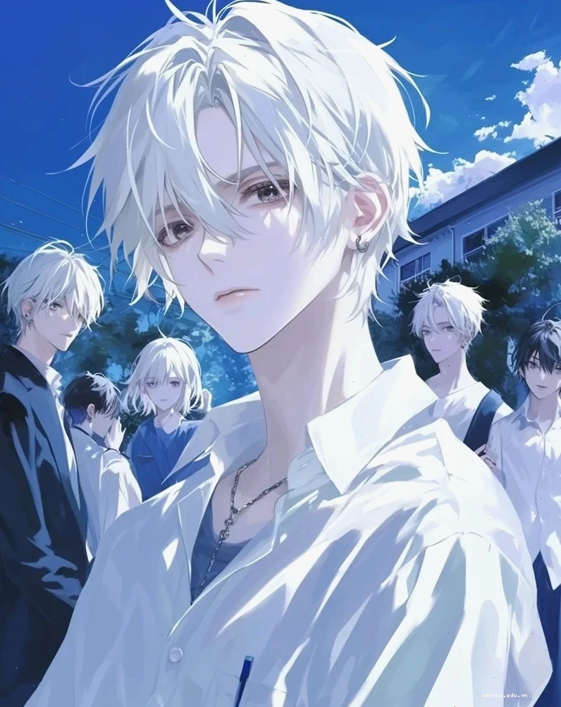 Anime nam tóc trắng với tạo hình ấn tượng