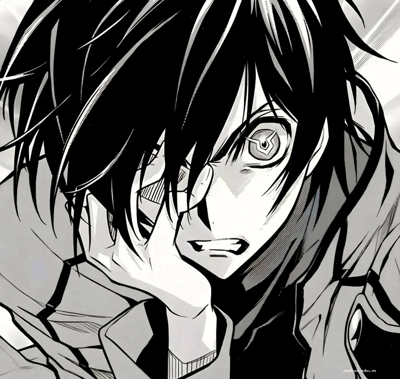 Anime nam trắng đen với ánh nhìn đầy suy tư