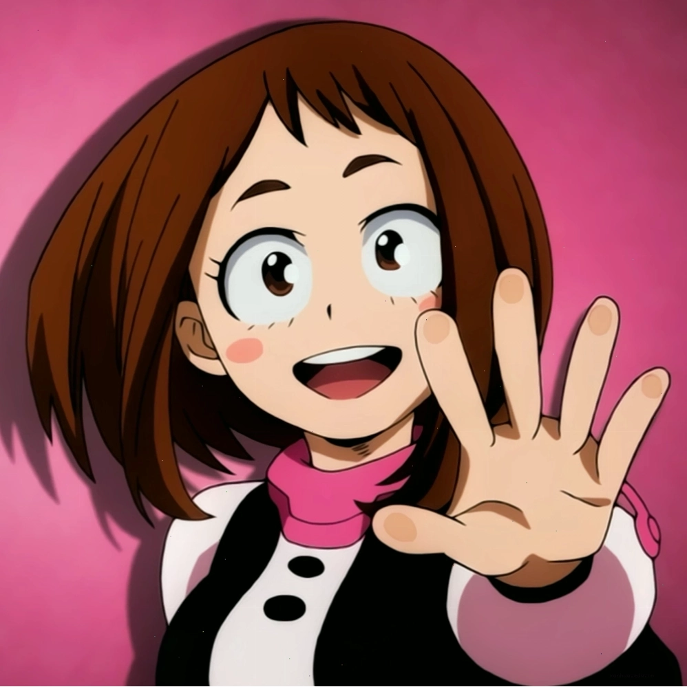 Anime Ochaco Uraraka với phong thái năng động và nhiệt huyết