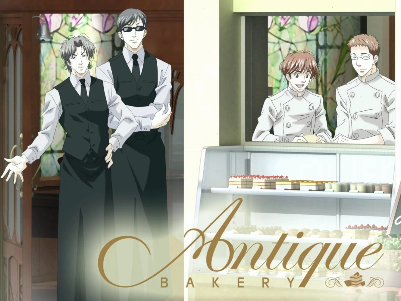 Anime Tiệm bánh cổ (Antique Bakery) với hình ảnh tiệm bánh và các nhân vật