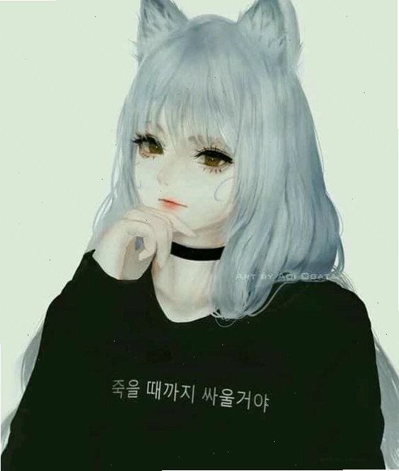 Avatar anime nữ tóc trắng lạnh lùng trong tông màu trắng đen