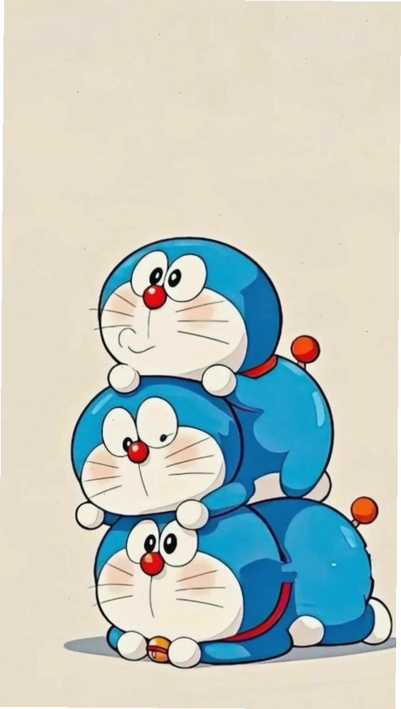 Ba tư thế Doraemon dễ thương xếp chồng lên nhau