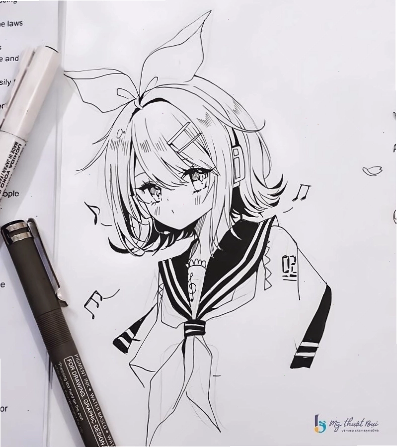 Bản vẽ hoàn chỉnh khuôn mặt anime nữ