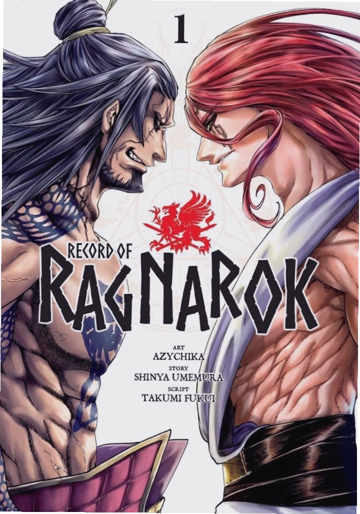 Bìa truyện Record of Ragnarok với hình ảnh các nhân vật đối đầu
