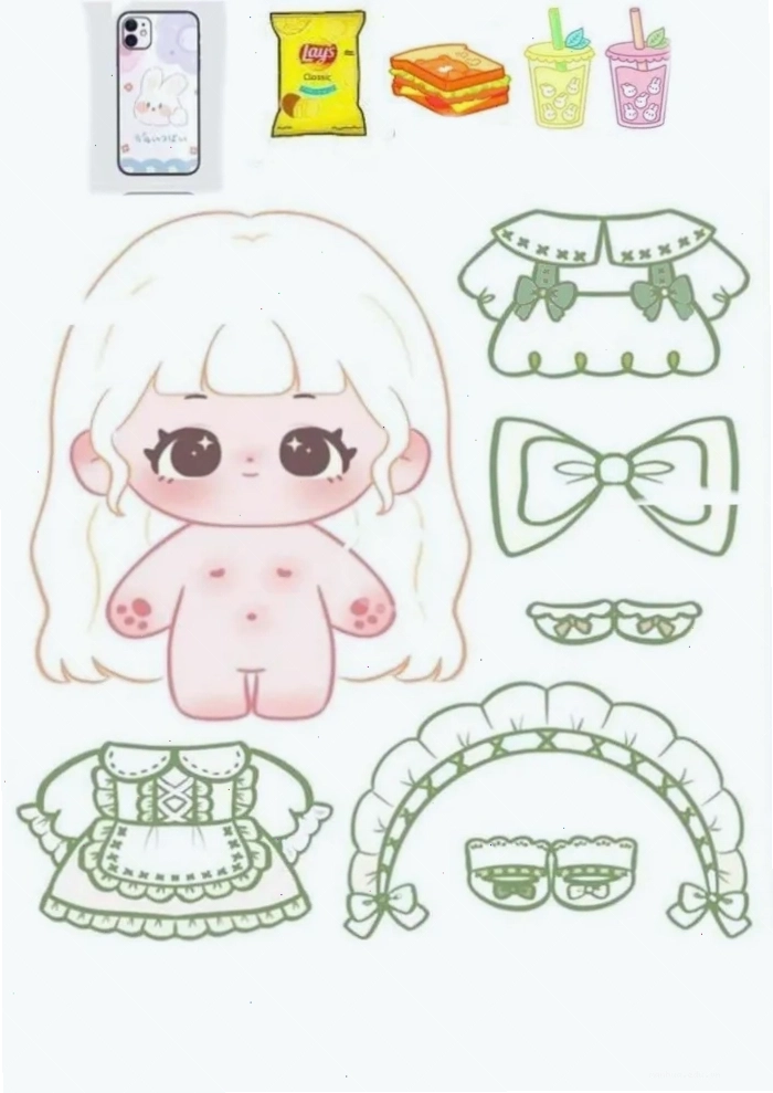 Búp bê giấy chibi với nhiều lựa chọn trang phục