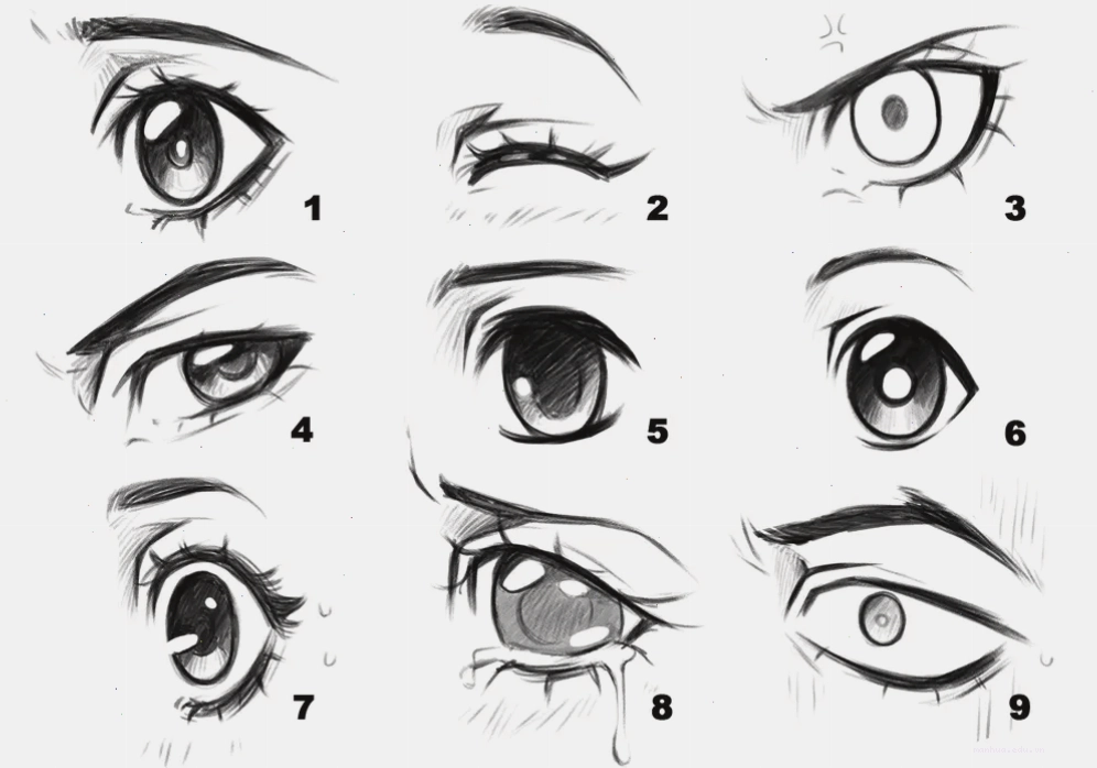 Các biểu cảm khác nhau của mắt theo phong cách anime