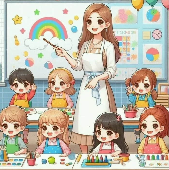 Cách vẽ cô giáo và học sinh chibi