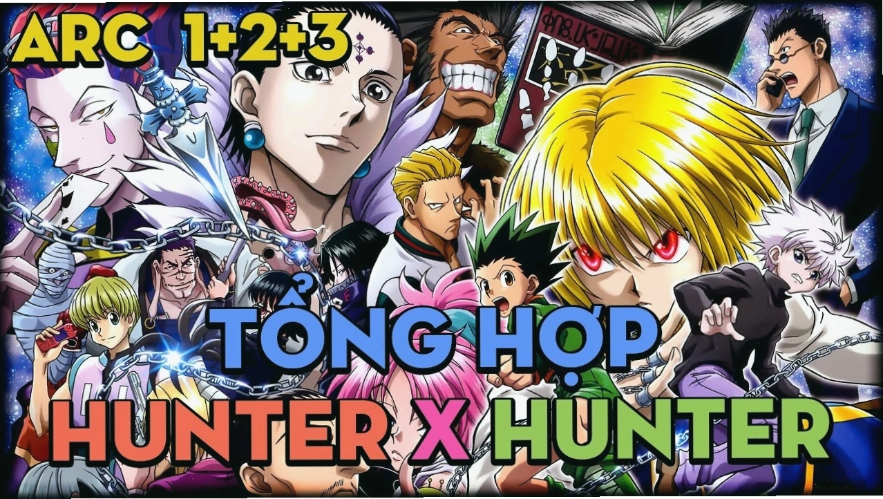 Cảnh các nhân vật chính trong Hunter x Hunter cùng nhau