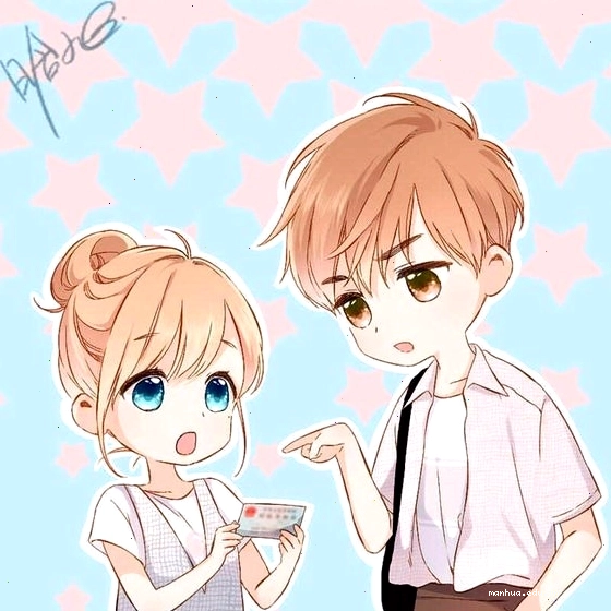 Cặp đôi chibi tinh nghịch với biểu cảm hài hước