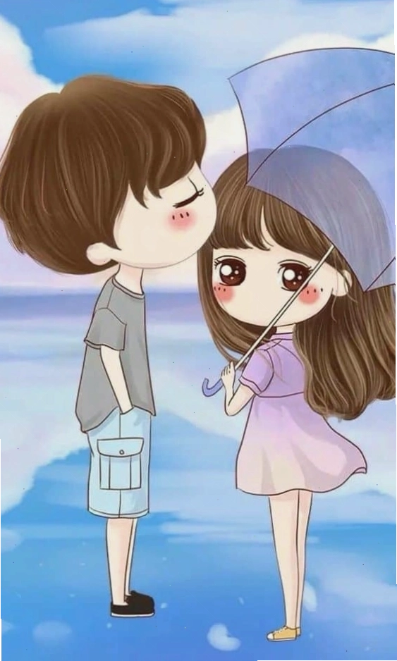 Cặp đôi chibi với trang phục dễ thương và nụ cười rạng rỡ
