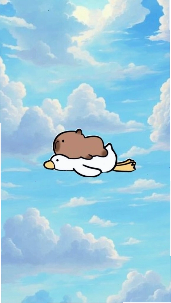 Capybara lướt đi trên mây trắng với vẻ mặt vô tư