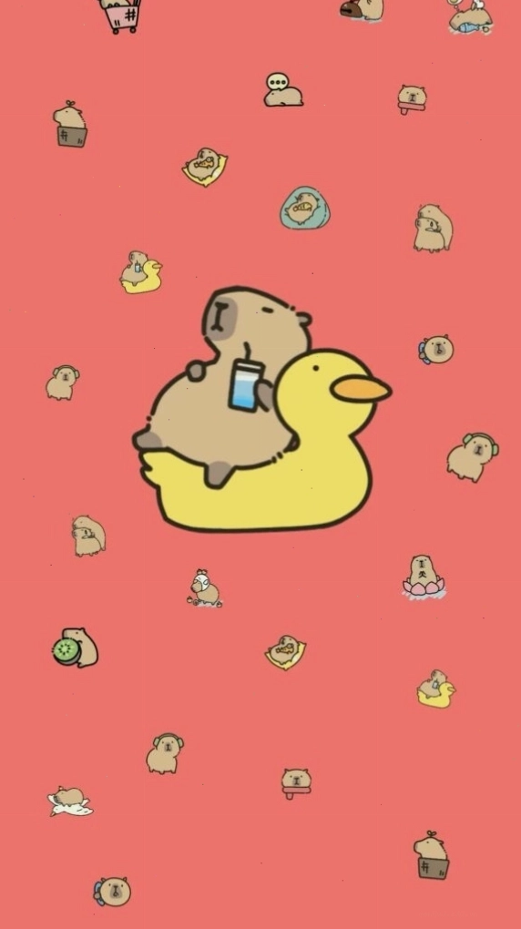 Capybara thư giãn trên phao hình vịt vàng