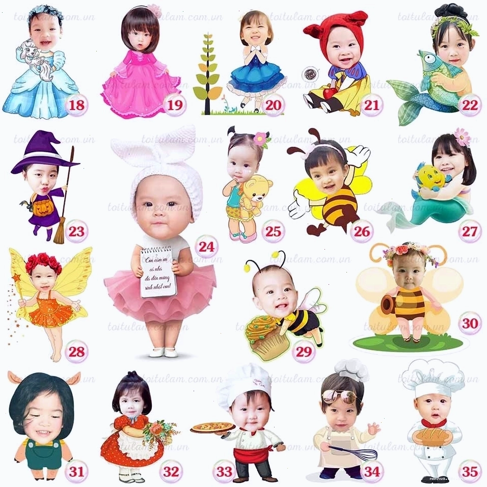 Chibi bé gái dễ thương mặc váy hồng