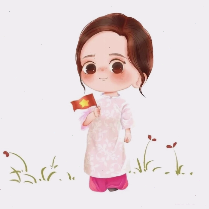Chibi cô giáo mặc áo dài duyên dáng