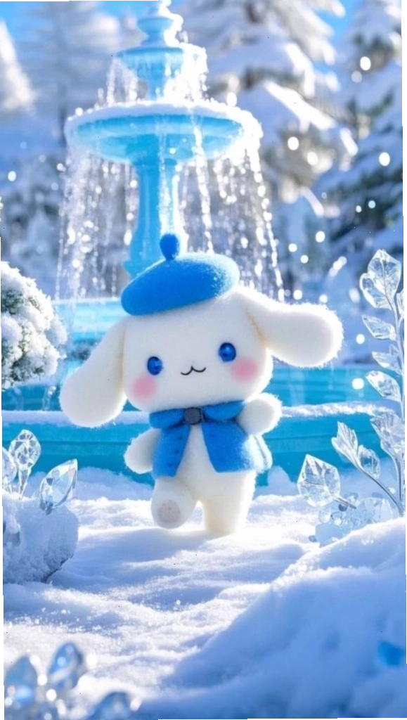 Cinnamoroll dịu dàng giữa khung cảnh mùa đông trắng xóa