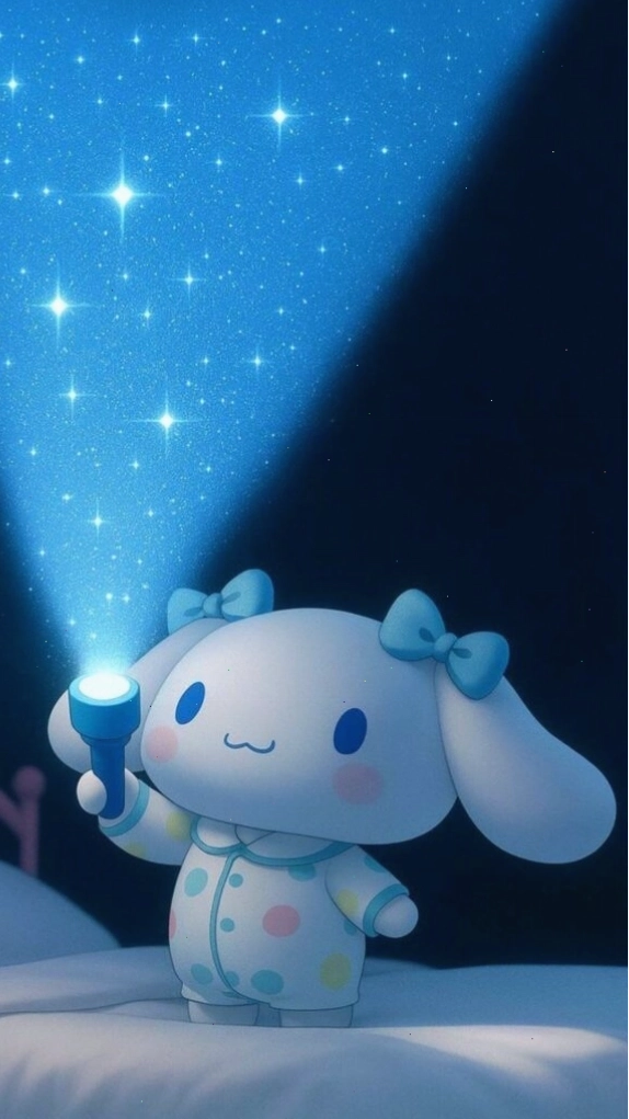 Cinnamoroll soi sao đêm lung linh, tạo nên hình nền cute huyền ảo