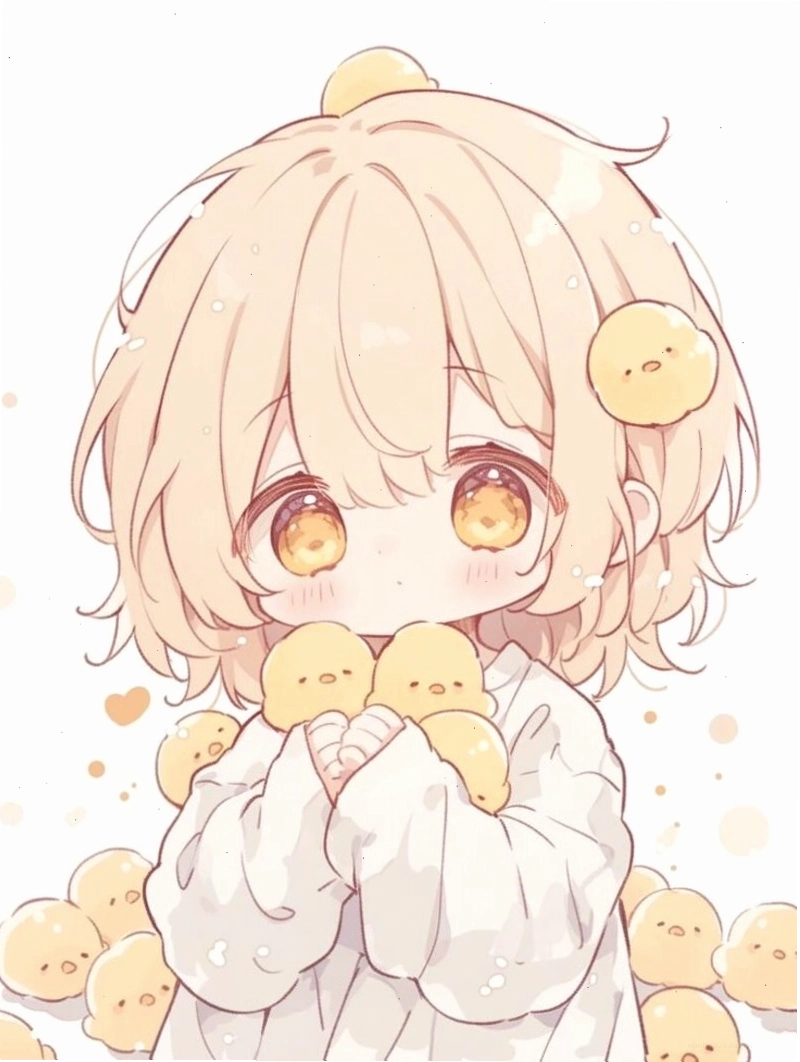 Cô gái chibi anime đang cầm một bông hoa nhỏ