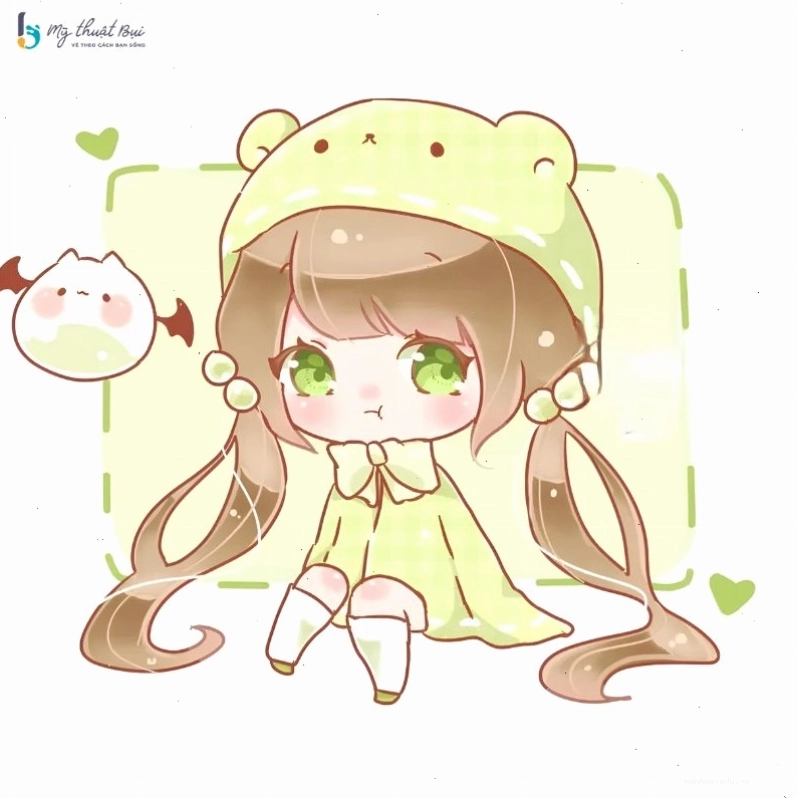 Cô gái chibi đang cầm một chiếc ô nhỏ