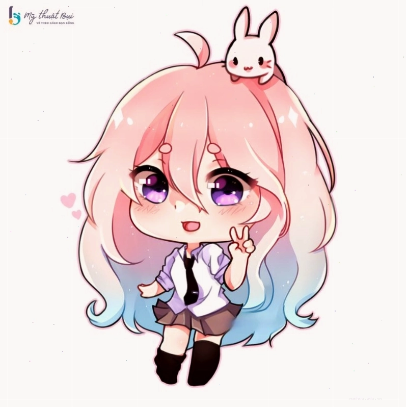 Cô gái chibi đội mũ len dễ thương