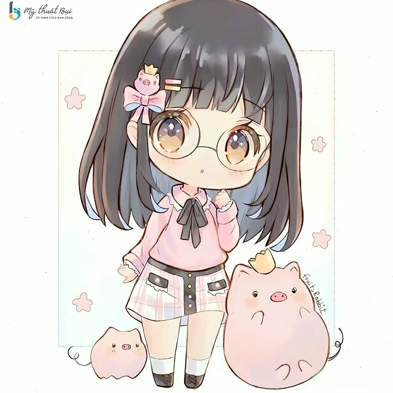 Cô gái chibi ngồi trên đám mây