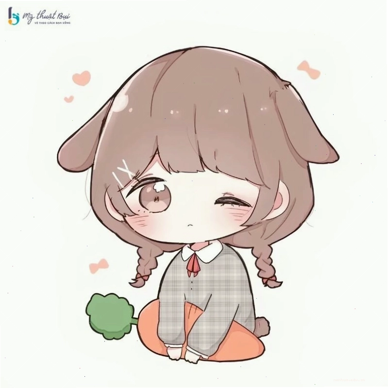 Cô gái chibi nữ đang vẽ tranh