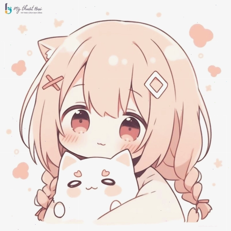 Cô gái chibi nữ dễ thương đang mỉm cười