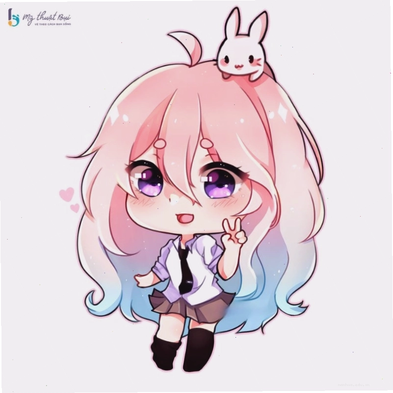 Cô gái chibi với mái tóc tết dễ thương