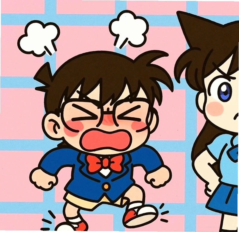 Conan chibi cute cầm viên bi màu xanh dương