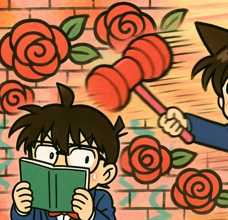 Conan chibi cute đang cười tươi và vẫy tay