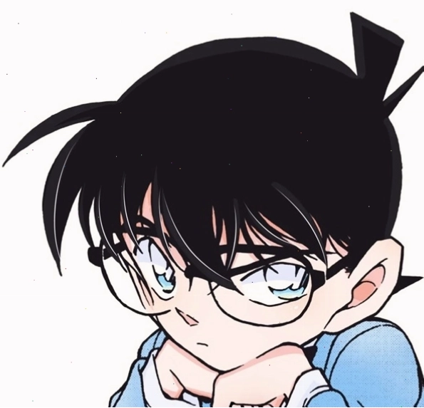 Conan chibi cute ngồi trên nền cỏ xanh mướt